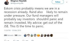 Eskom update: Tweet by Magnus Heystek