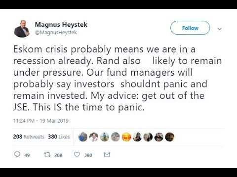 Eskom update: Tweet by Magnus Heystek