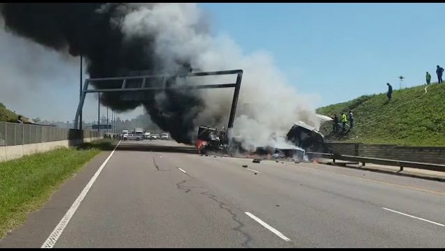 Trok vat vlam na ongeluk op N3