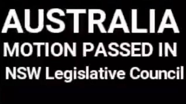 Motion passed by Australia NSW Parliament