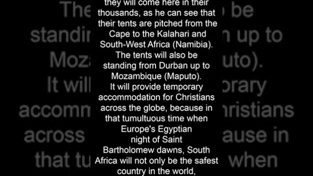 Christians will flee to South-Africa
